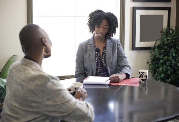 Woman conducting an interview