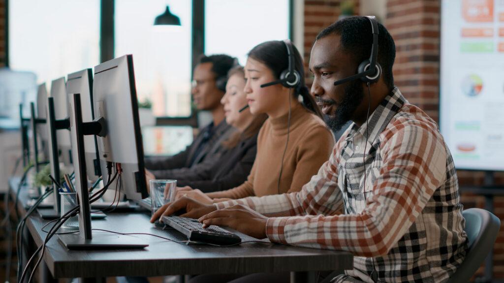 People working at a call center