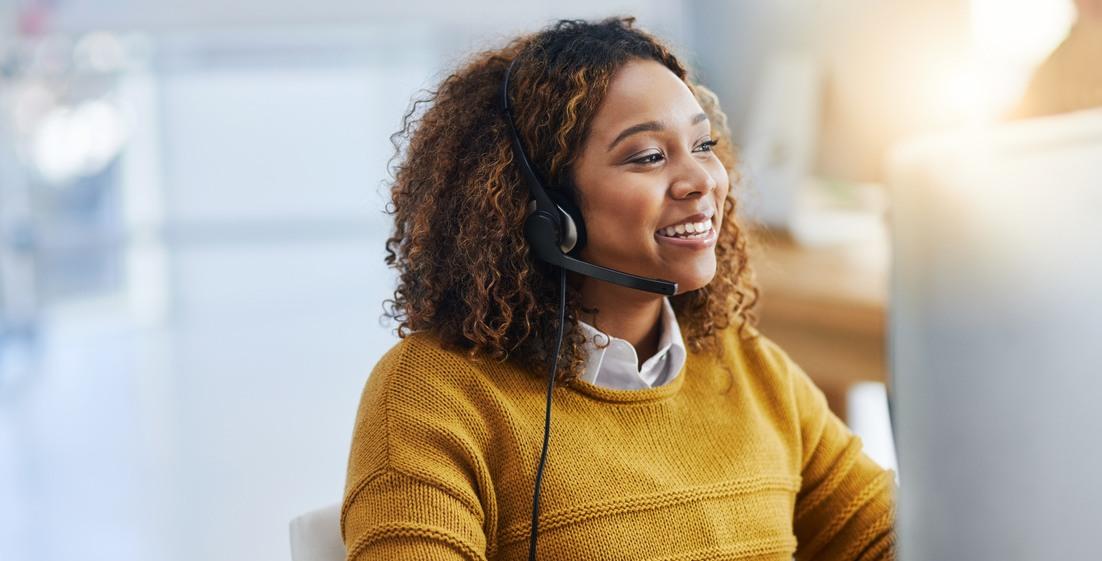 Woman working in a call center