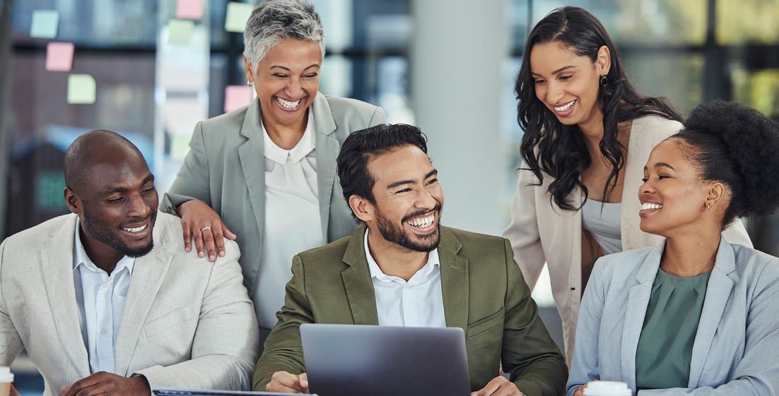 Team of people laughing