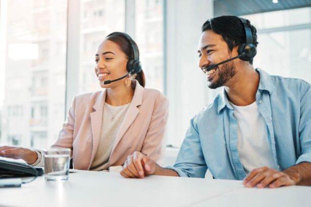 two employees in the telecommunications workforce