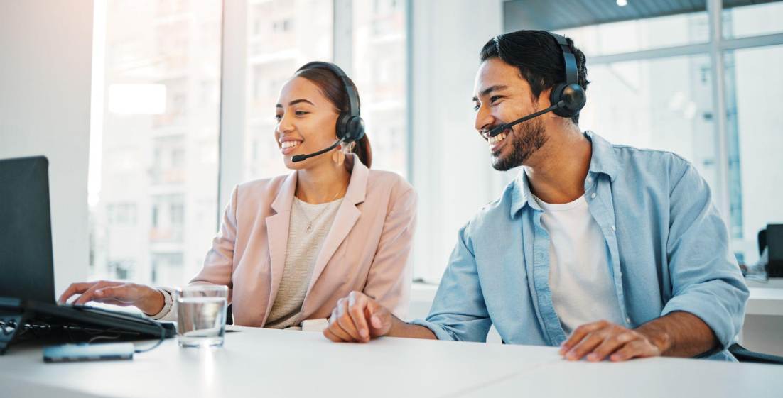 two employees in the telecommunications workforce